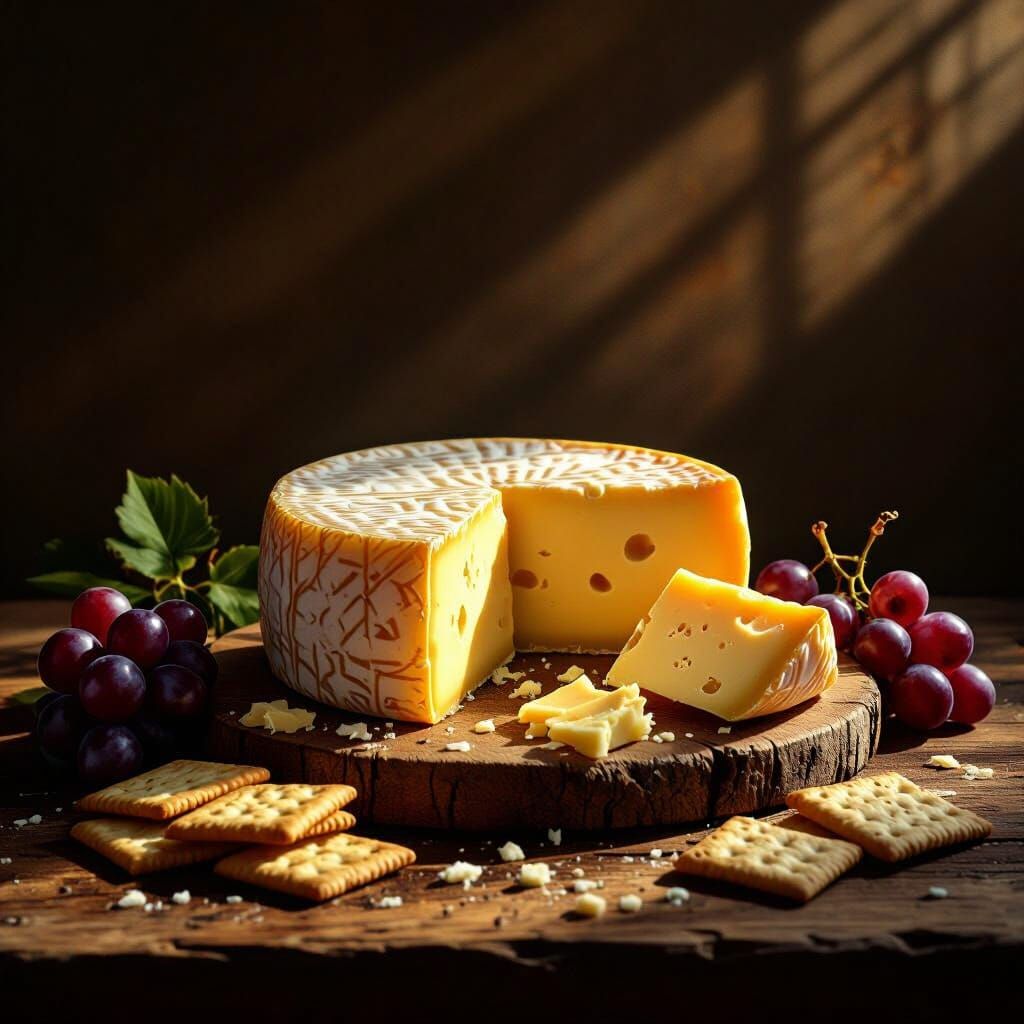 Aged Cheddar Cheese Still Life in Dramatic Light