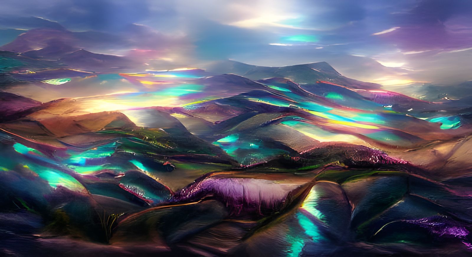 Abstract Iridescent Landscape Art