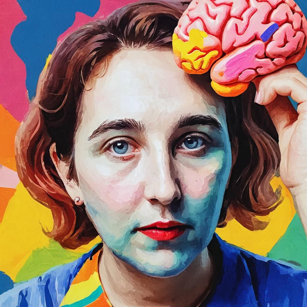 Fauvist Portrait of Person Holding Brain