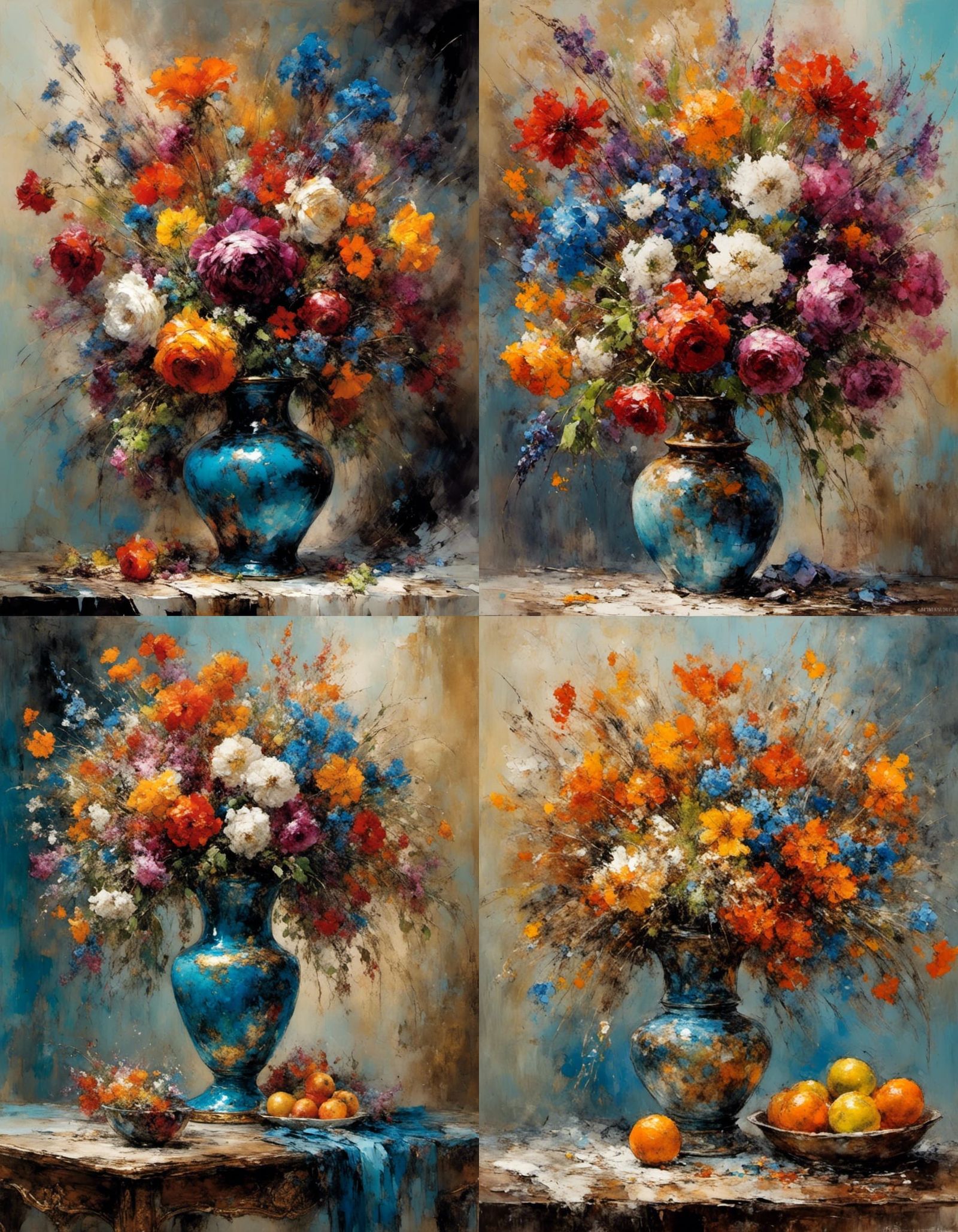 Vase of Flowers: Impasto Painting with Palette Knife Strokes