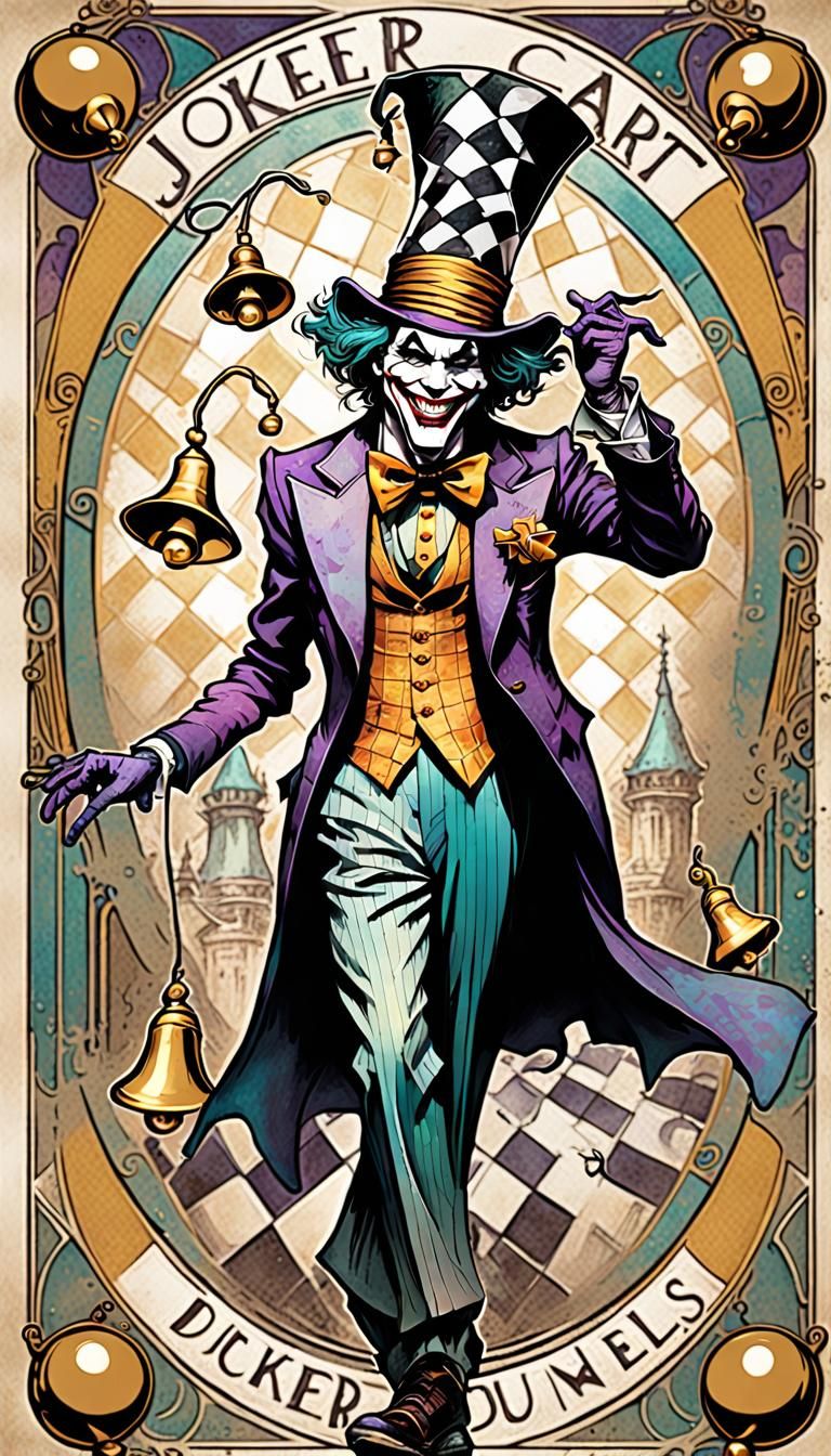 Joker Tarot Card in Art Nouveau Style