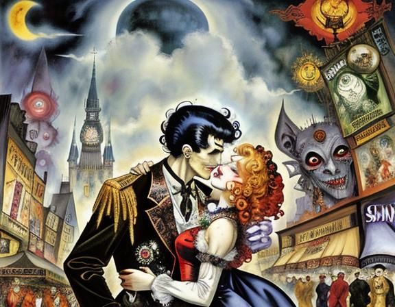 Vampires in Love: A Dark Fantasy Art Piece