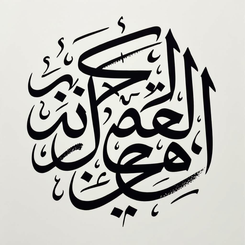 Arabic Calligraphy "War's Might Brings Peace" in Abstract Ar...