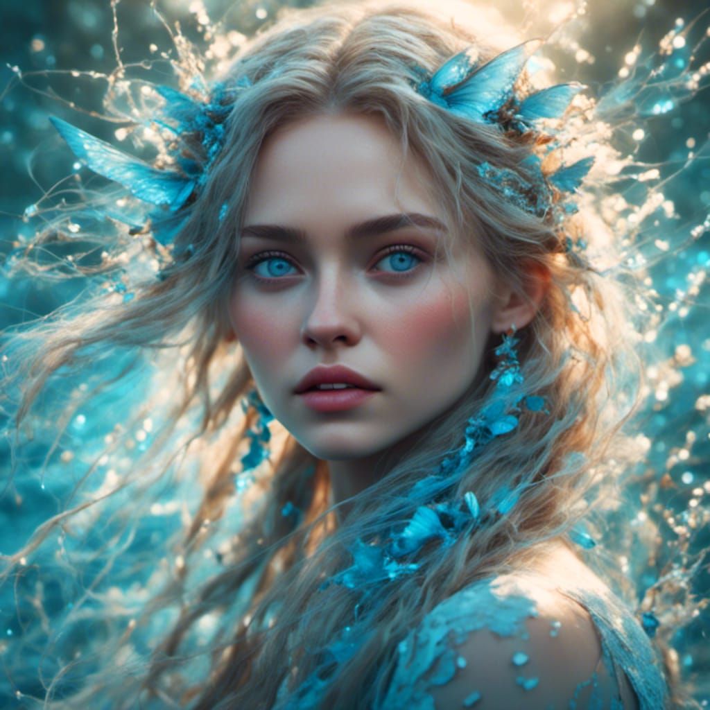 Hyperrealistic Sea Nymph with Long Hair in 8k