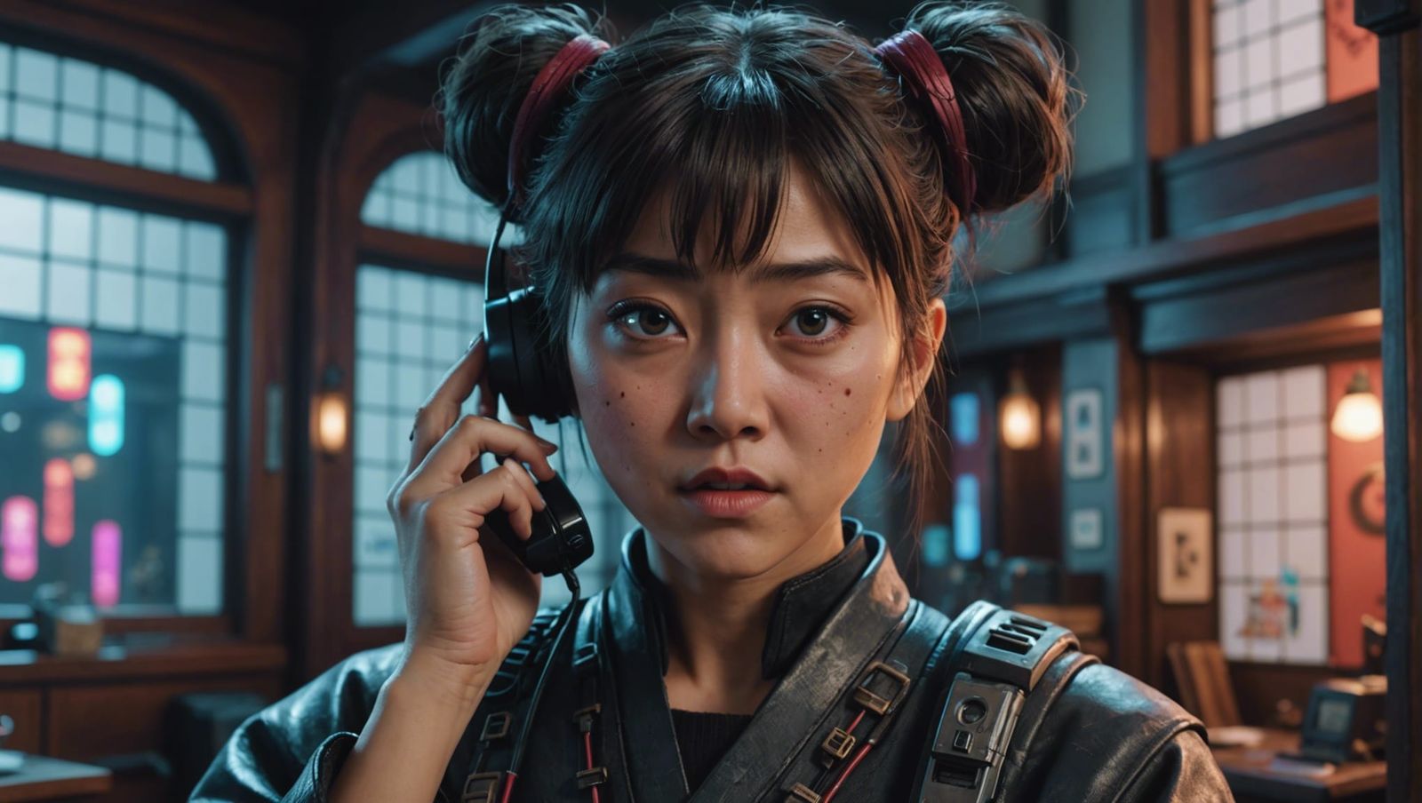 Cyberpunk Lucy Angrily Shouting in Digital Art