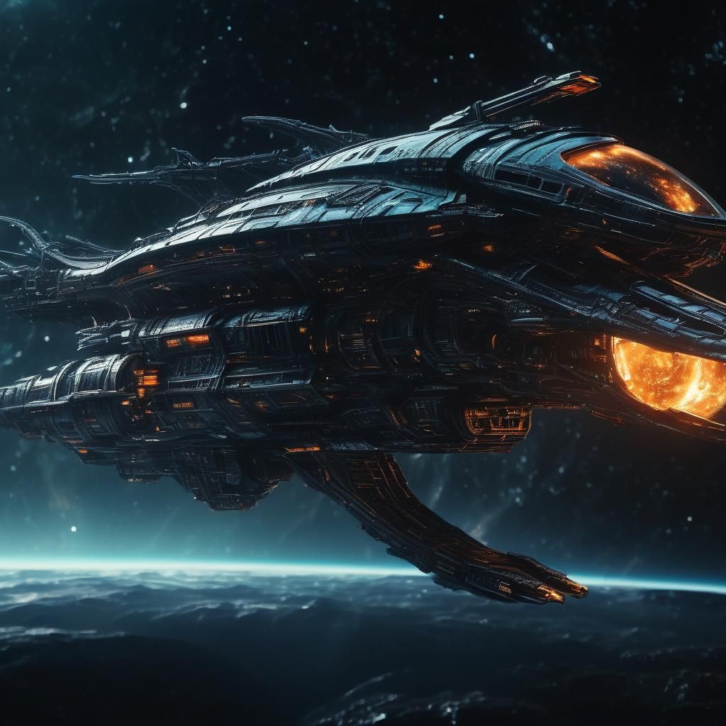 Dragon Starship Cruiser Ventures into Deep Space