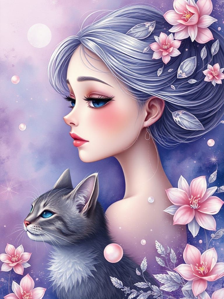 Whimsical Dream Girl in Ethereal Realm