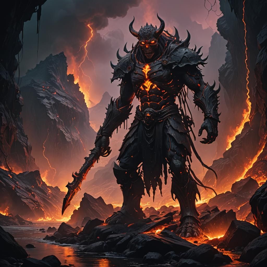 Supay, God of Underworld, in Dark Fantasy Style