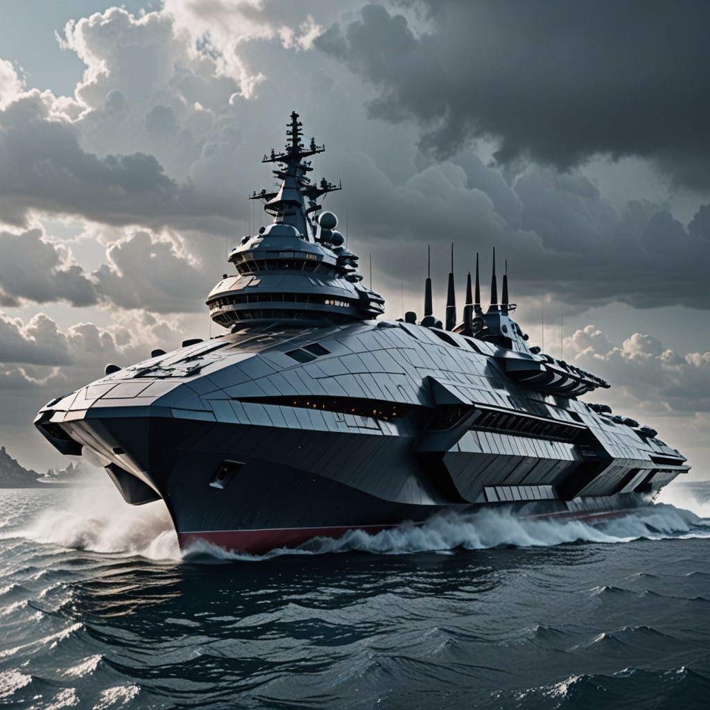 Spectacular Futuristic Warship in Space