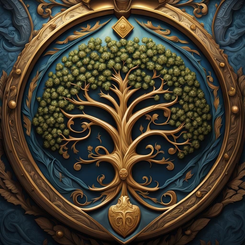Tree of Life Coat of Arms as Oil Painting