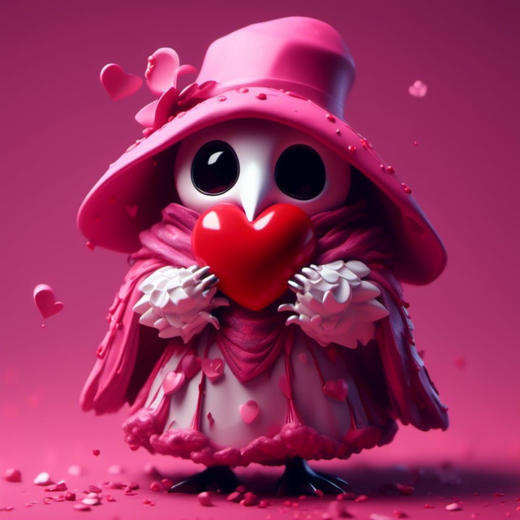 Kawaii Chibi Plague Doctor with Heart Pillow