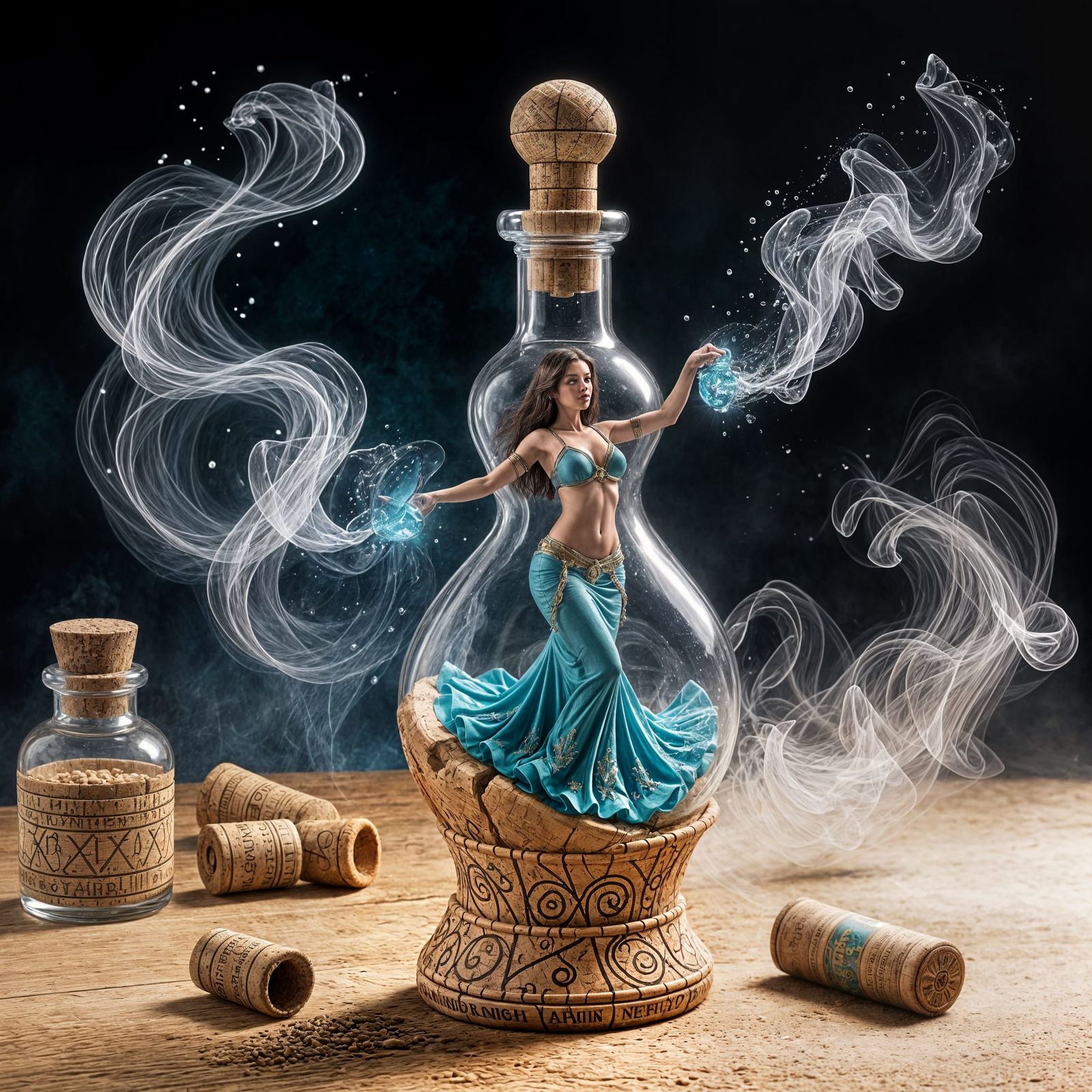 Magical Potion Bottle With Swirling Mist Belly Dancer