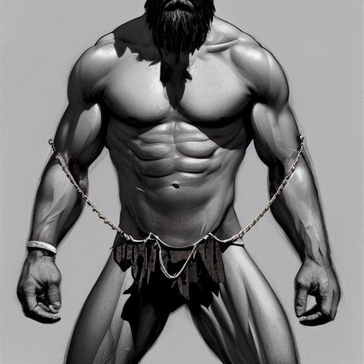 Chained Man in Hyperrealistic Fantasy Art