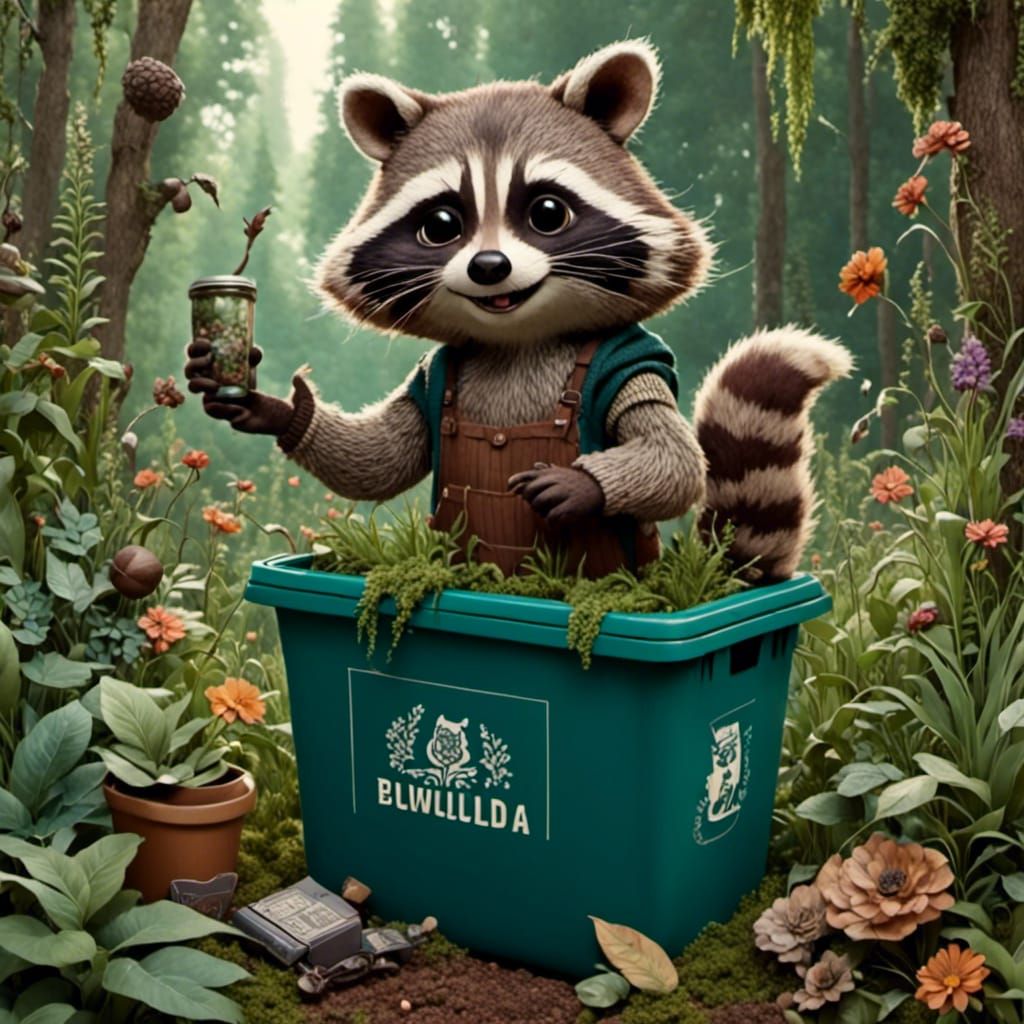 Excited Raccoon's Trash Find: A Heartwarming Moment