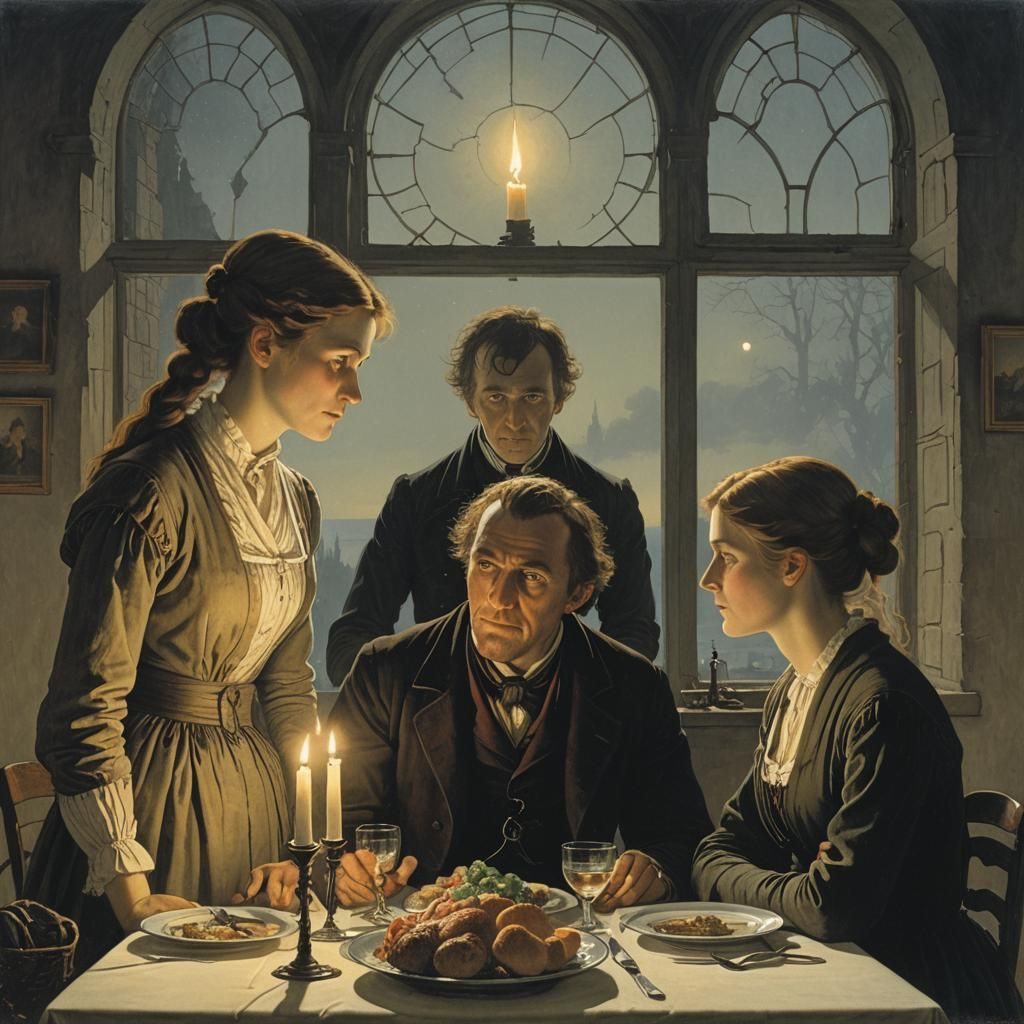 Romantic Dinner Scene in the Style of Friedrich