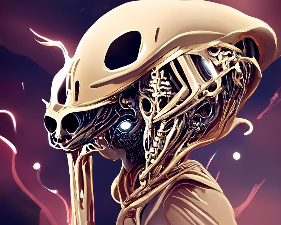 Terrifying Alien Skull Helmet, Digital Art