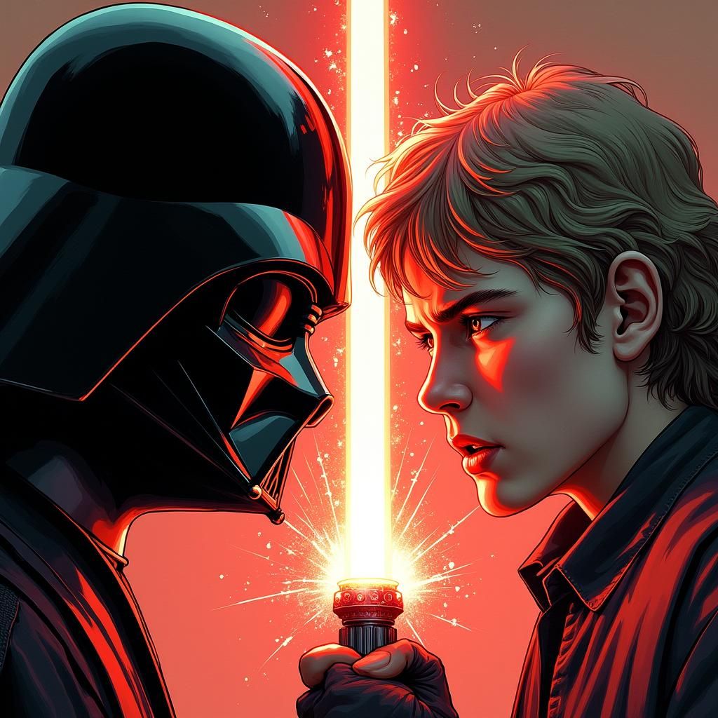 Darth Vader and Luke Skywalker Lightsaber Duel