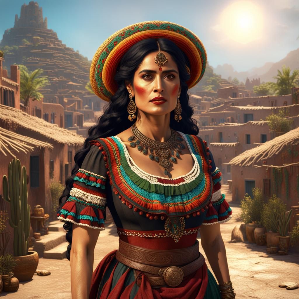 Beautiful Mexican Woman in Traditional Village Attire