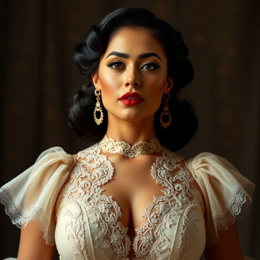 Classic Opera-Inspired Woman in Elegant Ensemble