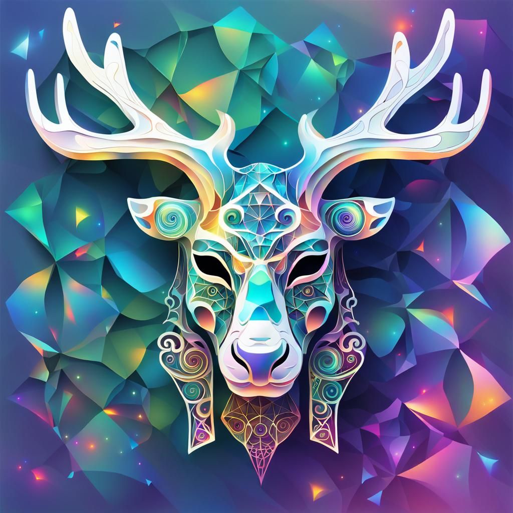 New Year's Reindeer Mask in Abstract Vector Fractal