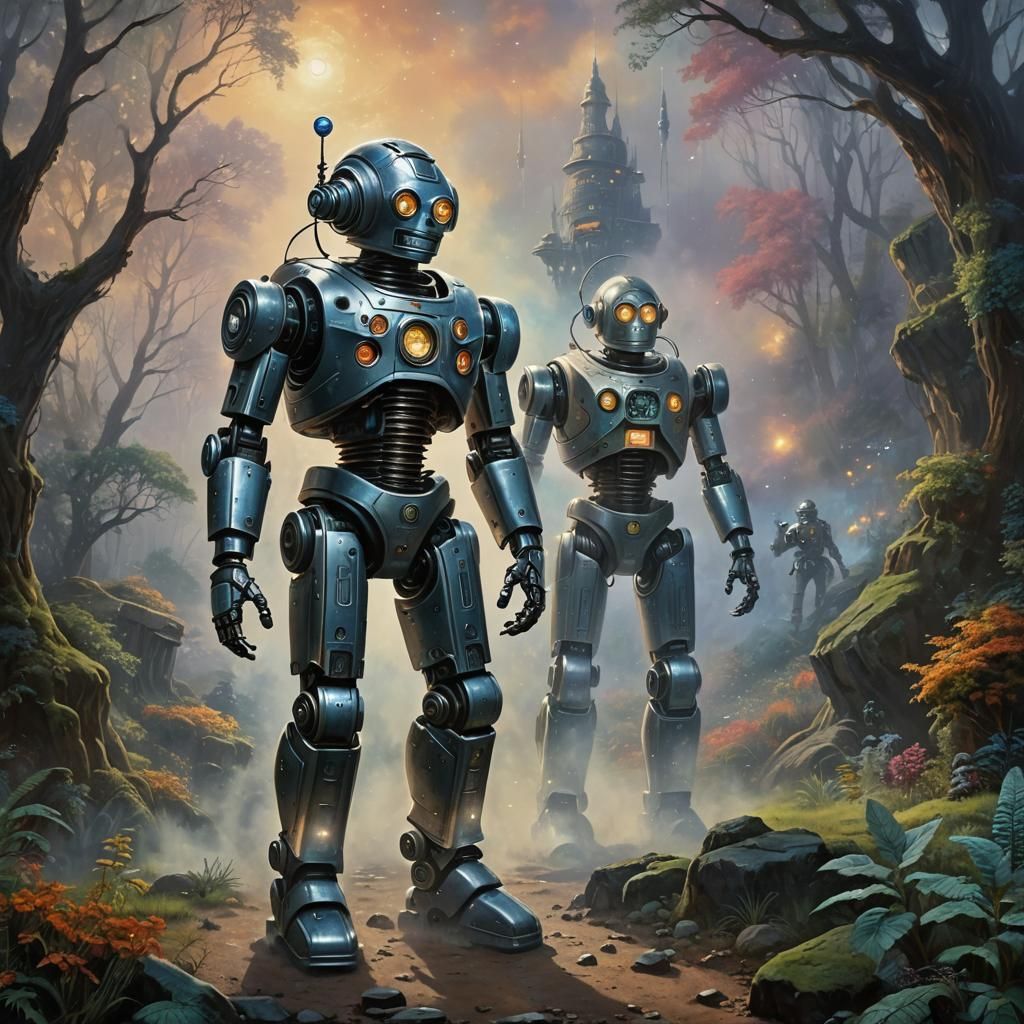 Dr. Smith and Robot in Ethereal Fantasy Style