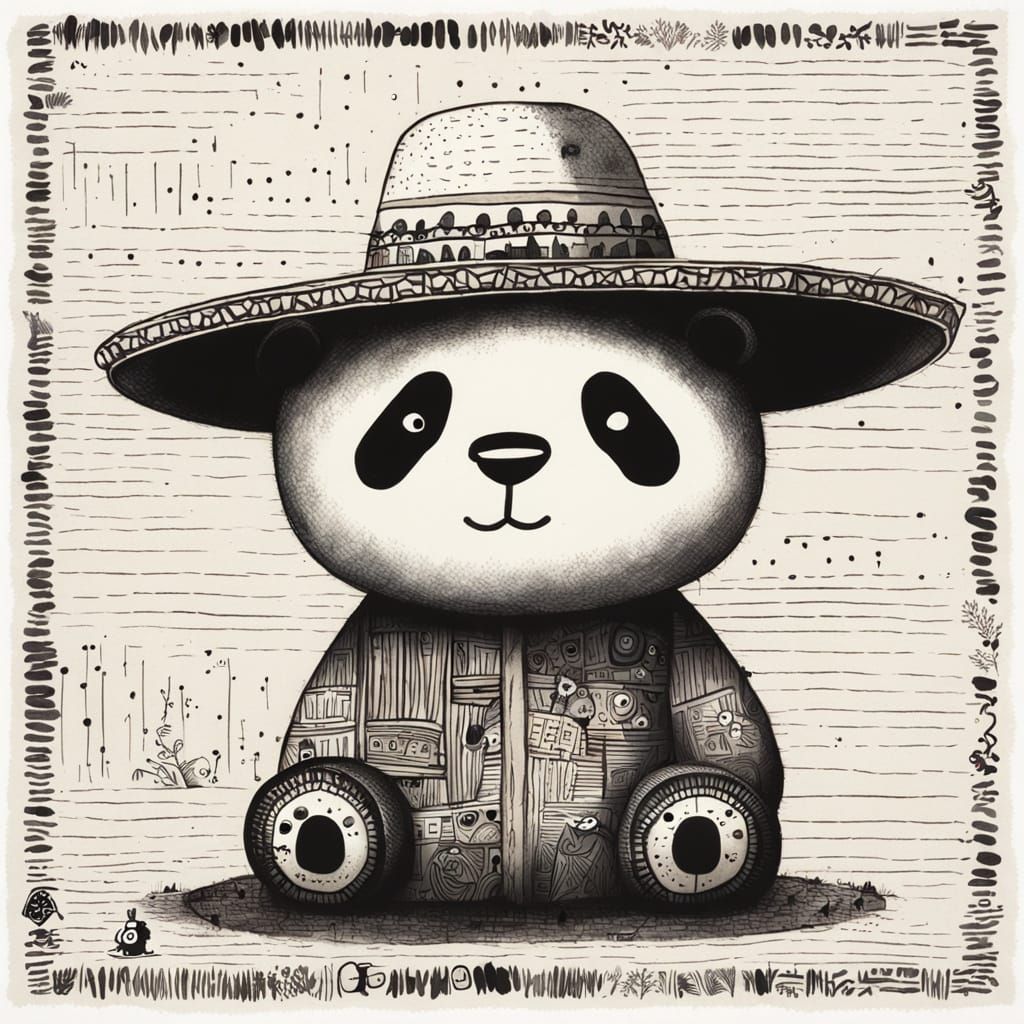 Panda with Sombrero Illustration