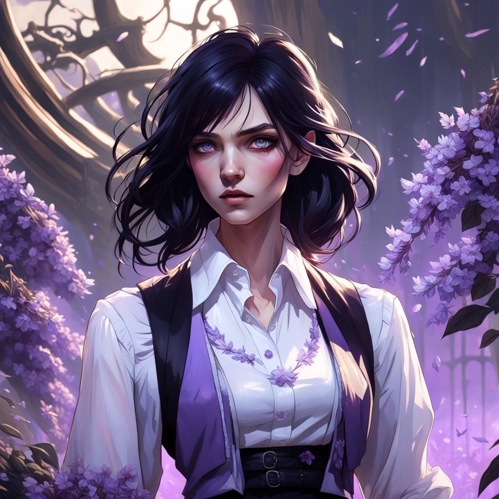 Vampire Girl Portrait in Art Nouveau Style