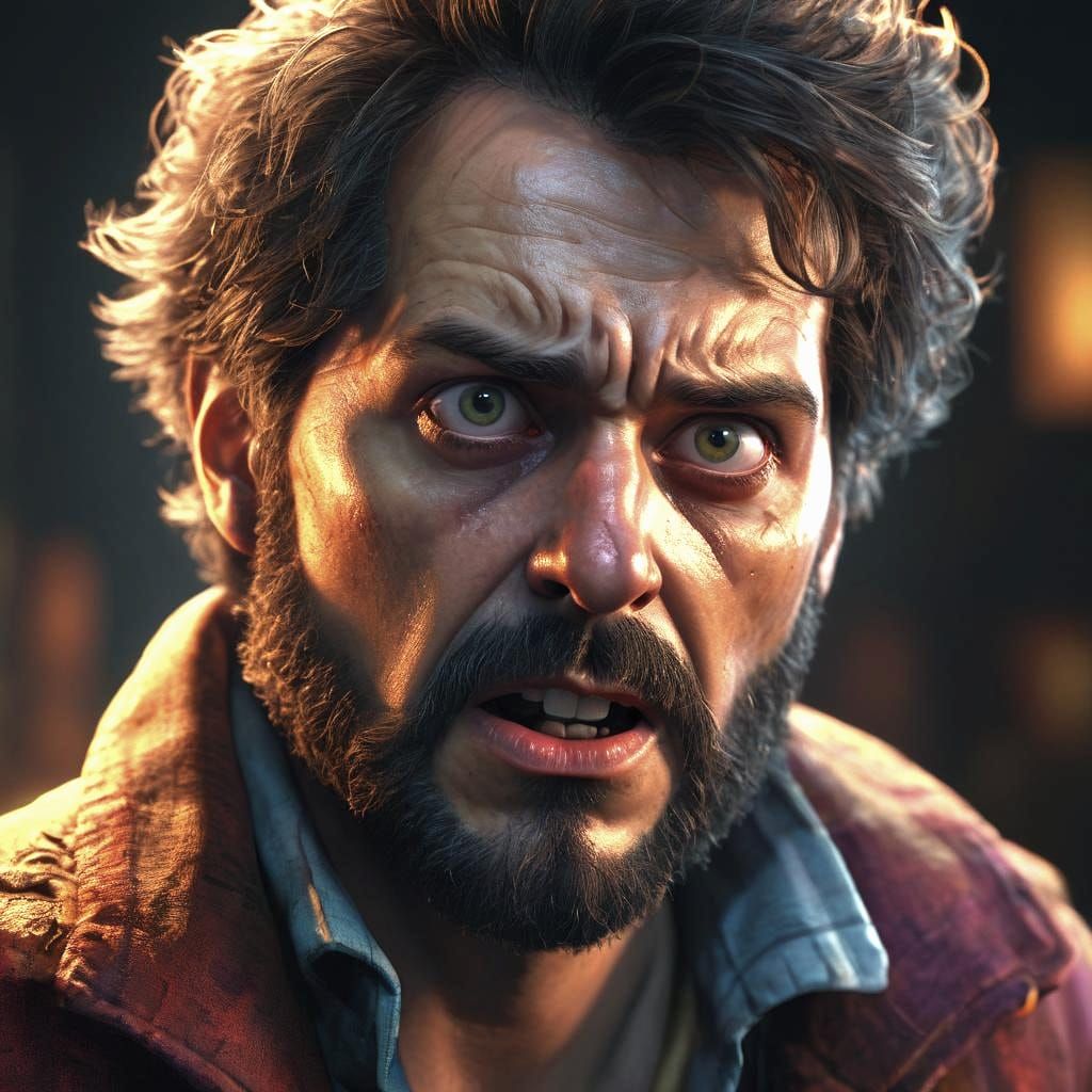 Scared Cartoon Man in Hyperrealistic Style