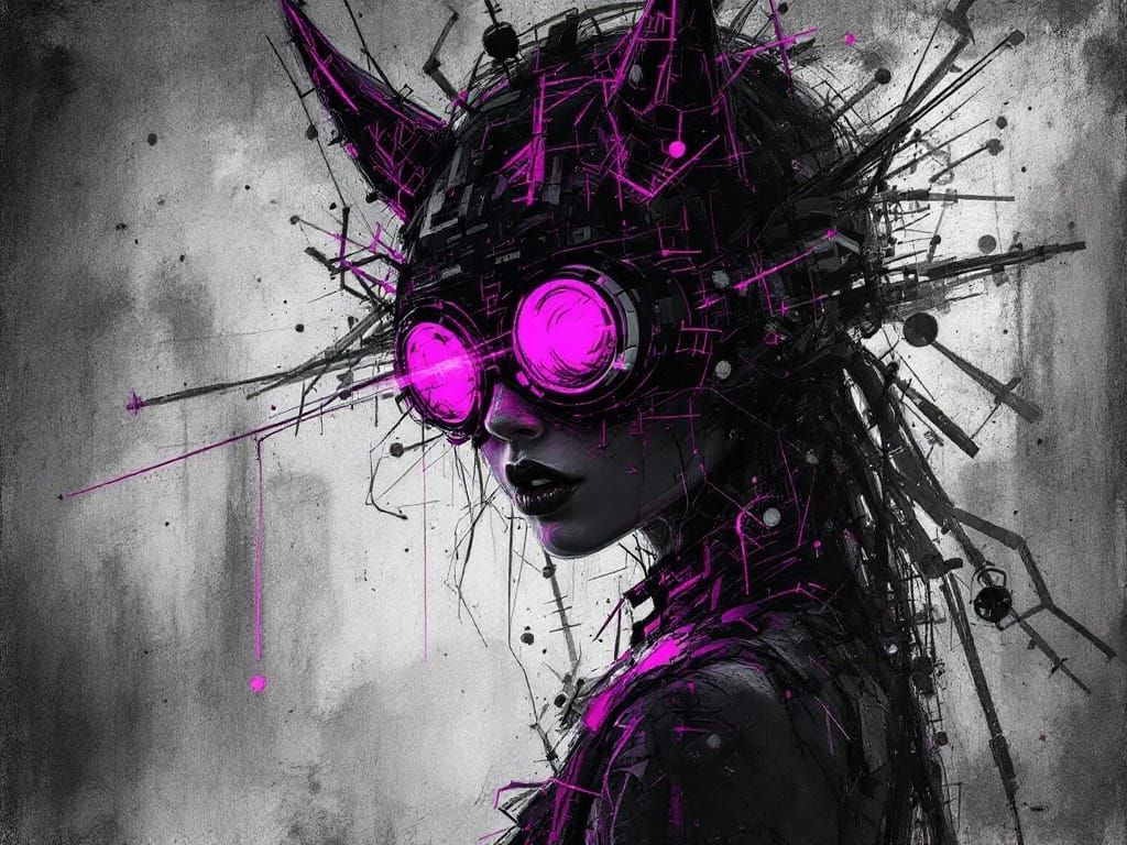 Cyberpunk Goddess in Violet Haze