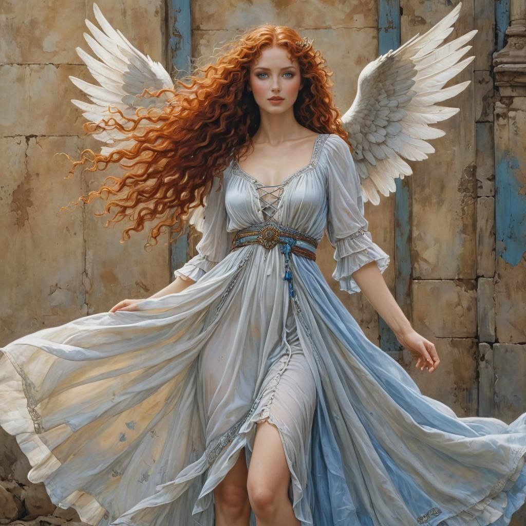 Beautiful Angel in Bohemian Fantasy Art Style