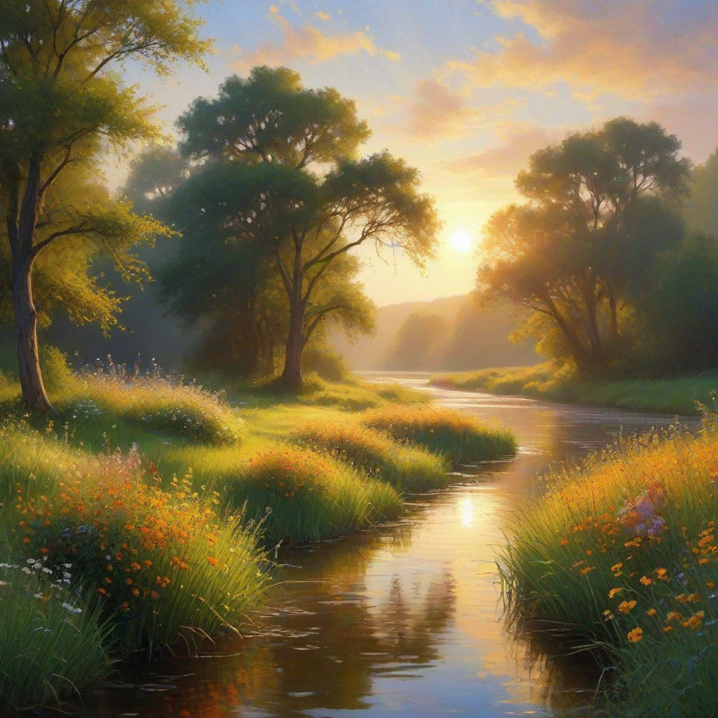 Jesus in a Serene Impressionist Meadow