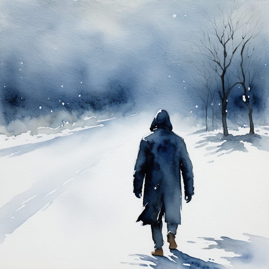 snow storm, watercolor effect