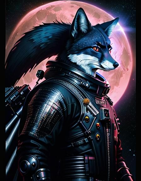 Fox Astronaut on the Moon in UV Light