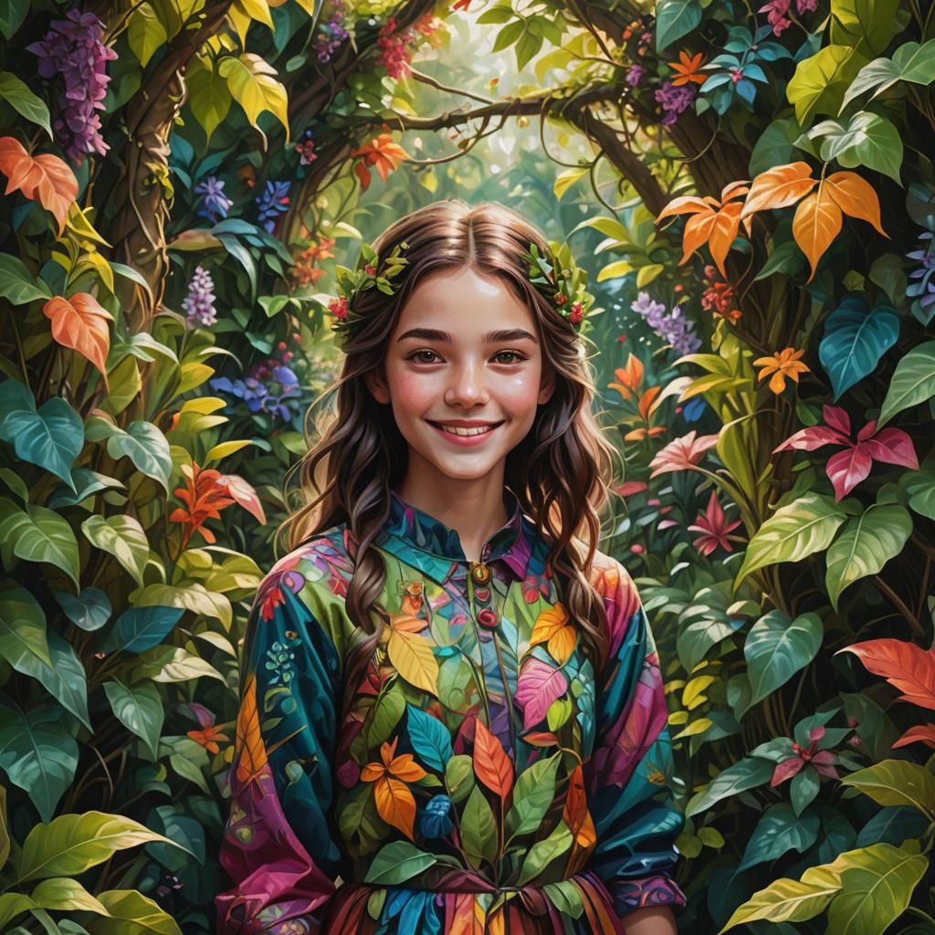 Fantasy Girl Portrait in Vibrant Oil Painting Style