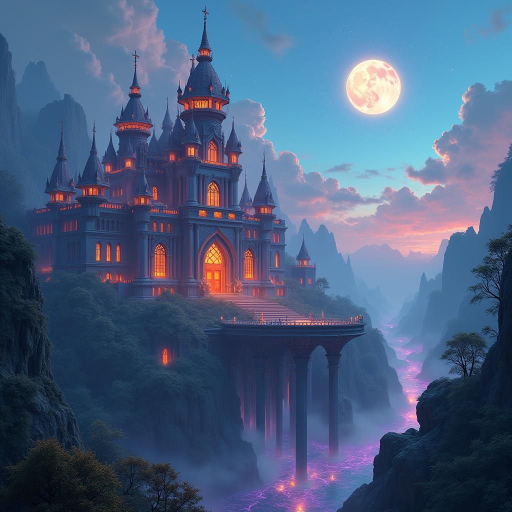 Ethereal Building with Mystical Landscapes