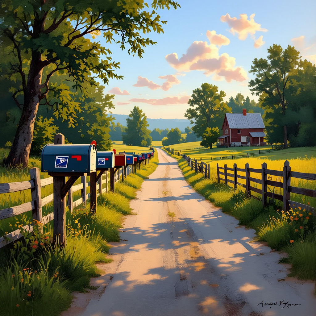 USPS Mailboxes Along a Country Road