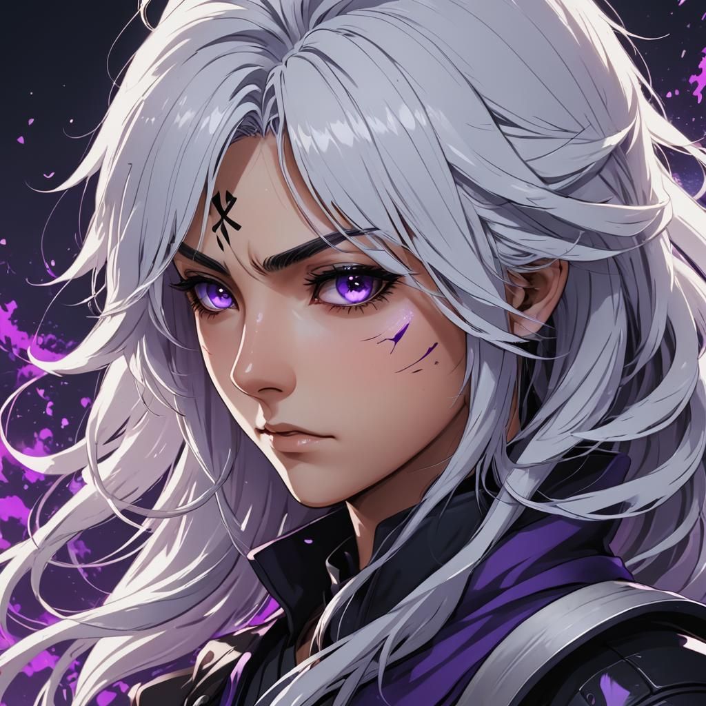 Anime Ninja Girl with Purple Eyes