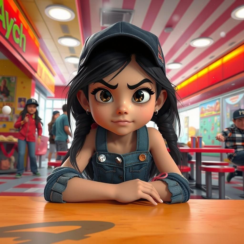 Girl's Playful Snowball Fight in 3D Digital Art