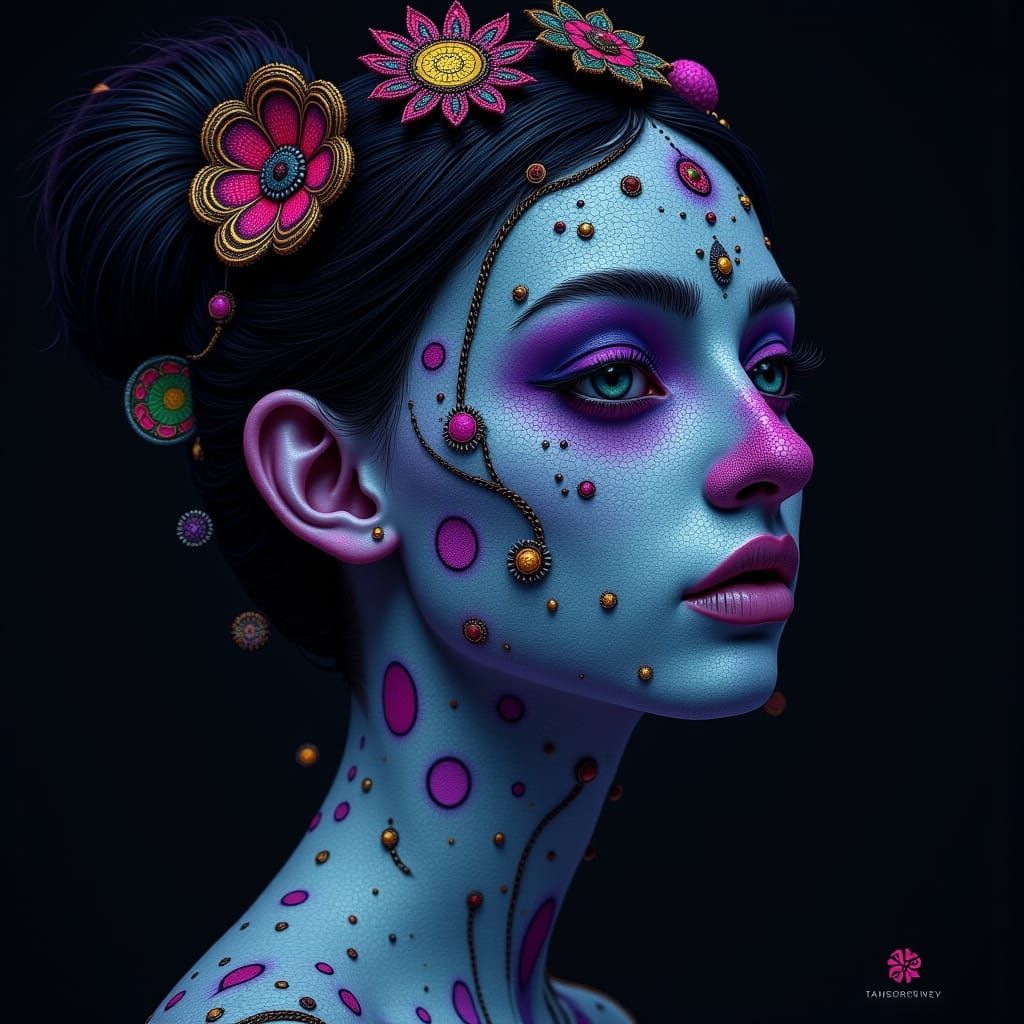 Enchanting Gothic Goddess in Iridescent Glow