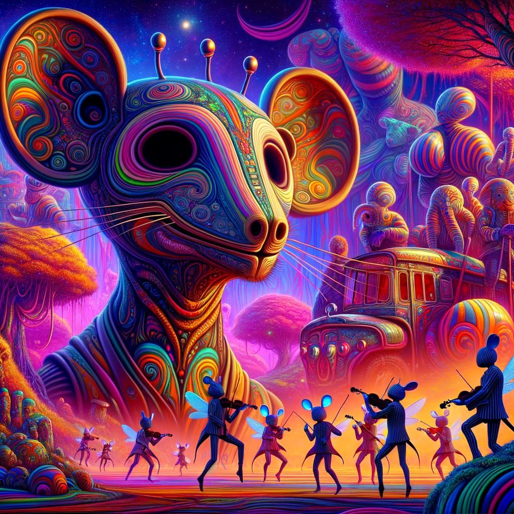 Eerie Creature with Paisley Skin and Punk Witches