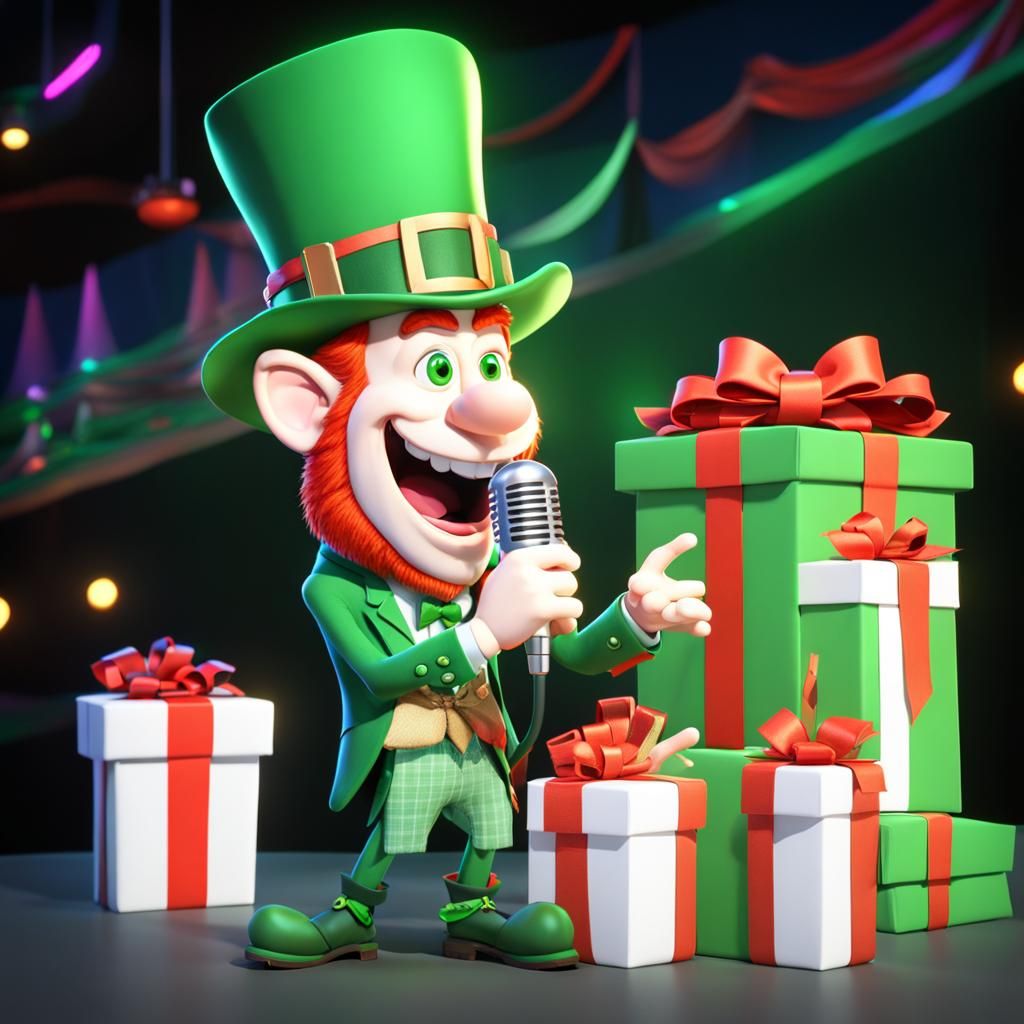 Leprechaun Rapping Christmas Carols: 3D Digital Art