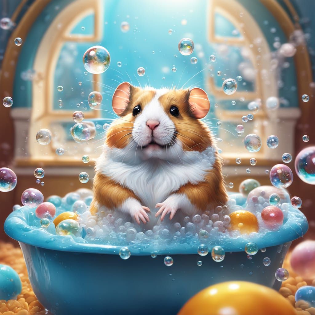 Hamster's Bubble Kingdom: Hyperrealistic Splash Art