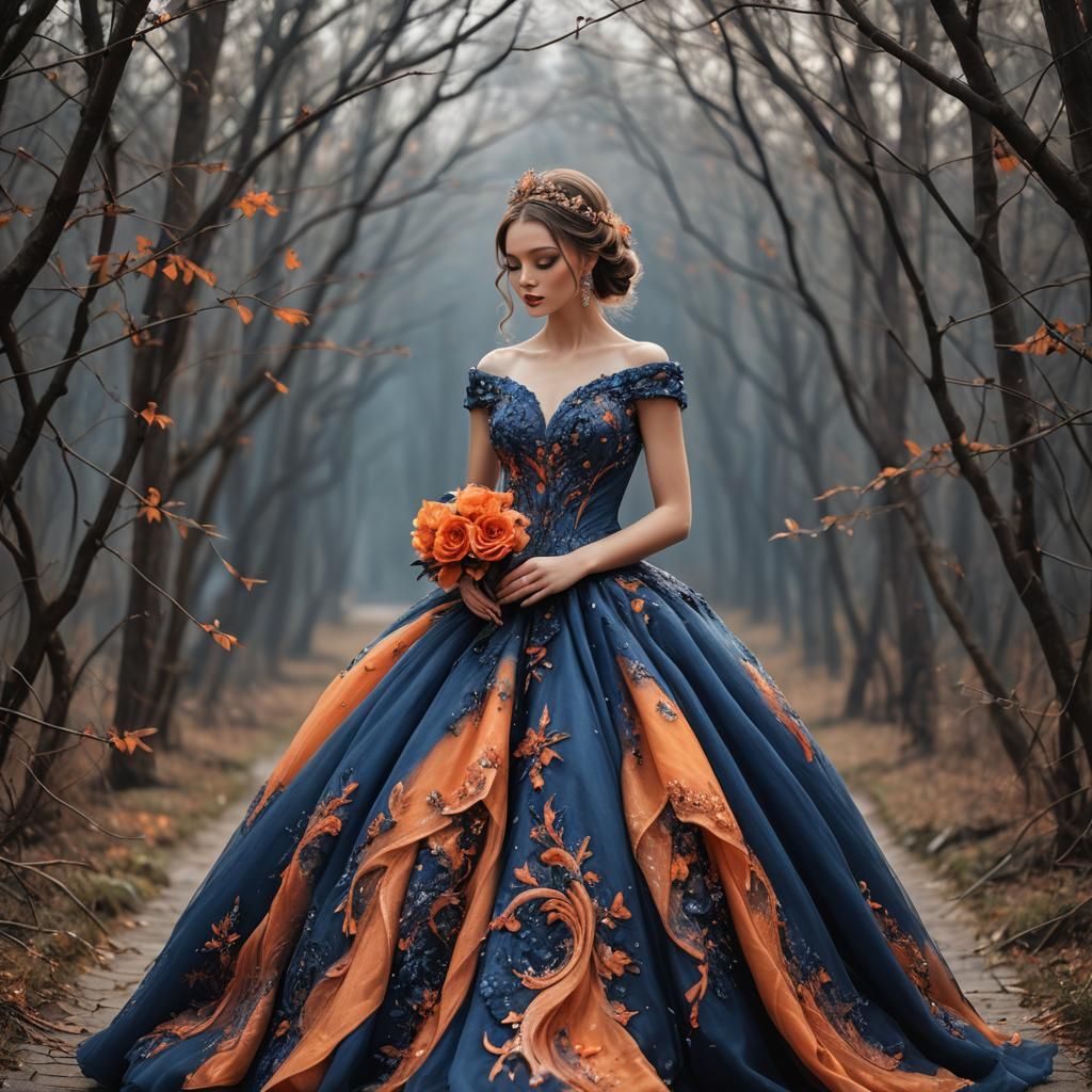 Girl in Fantasy Ball Gown Digital Art