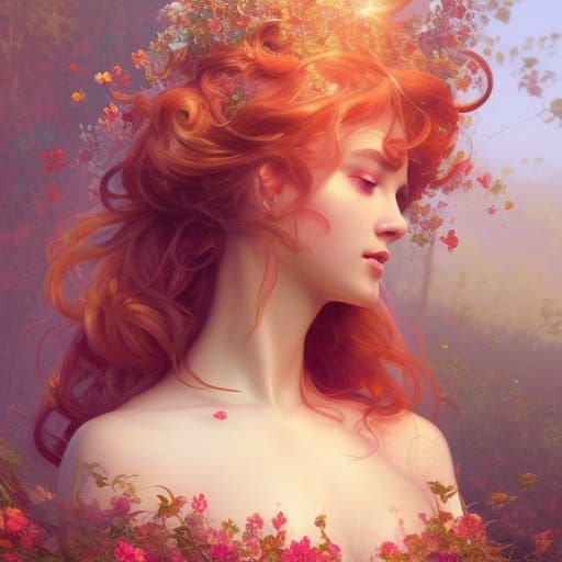 Strawberry Goddess Portrait in Hyperdetailed Style