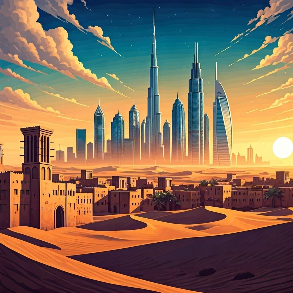 Dubai Skyline Transformation: A Cinematic Digital Art Piece