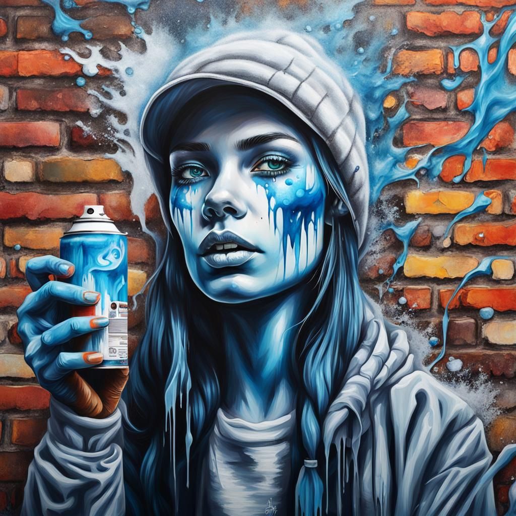 Ice Banshee Graffiti Art on Brick Wall