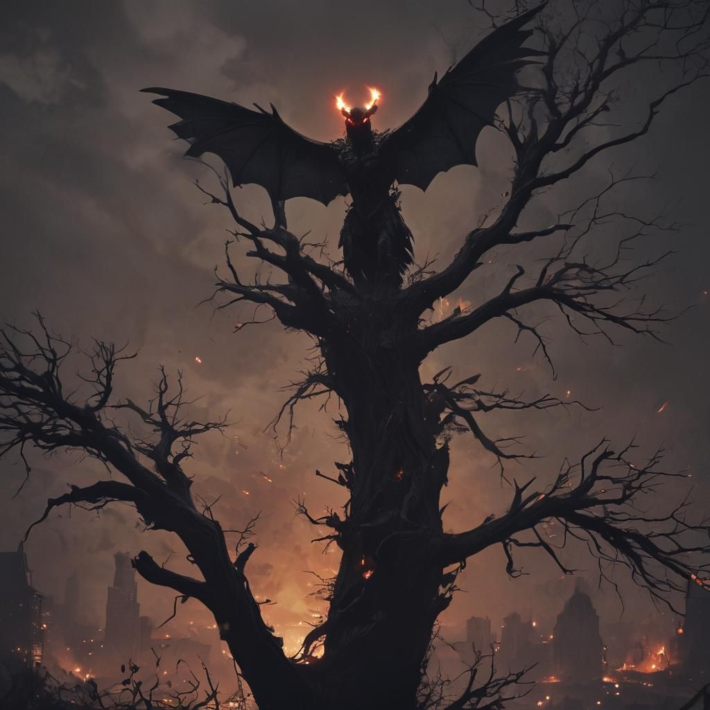 Mothman Illustration in Dark Fantasy Style