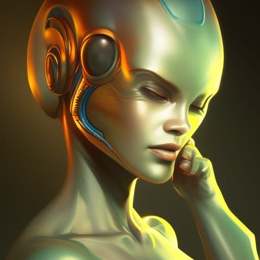 Wasp Alien Portrait in Hyperdetailed Style