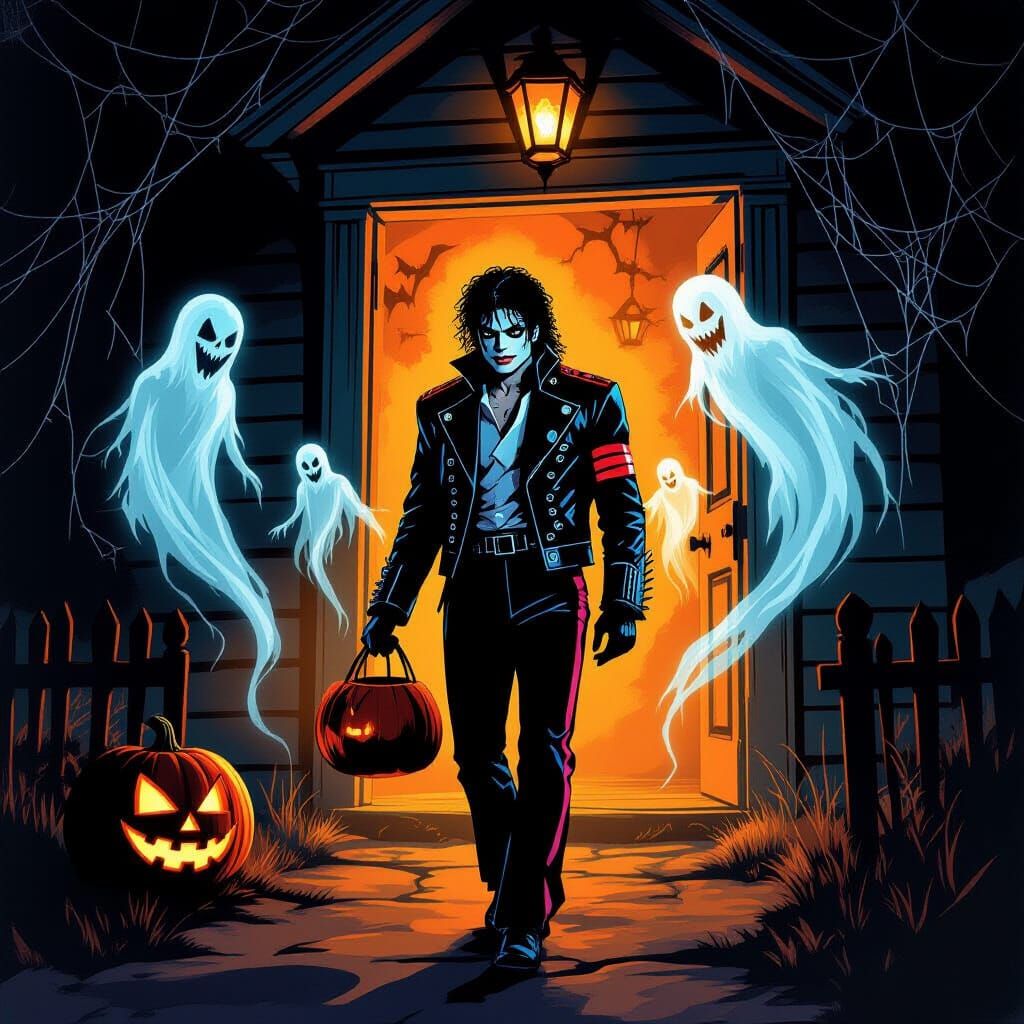 Michael Jackson Trick-or-Treating in Haunted House with Spir...