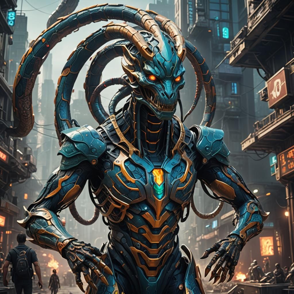 Futuristic Serpent Humanoid Concept Art